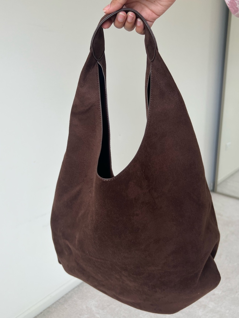 GAP Dark Brown Large Suede Hobo Shoulder Bag